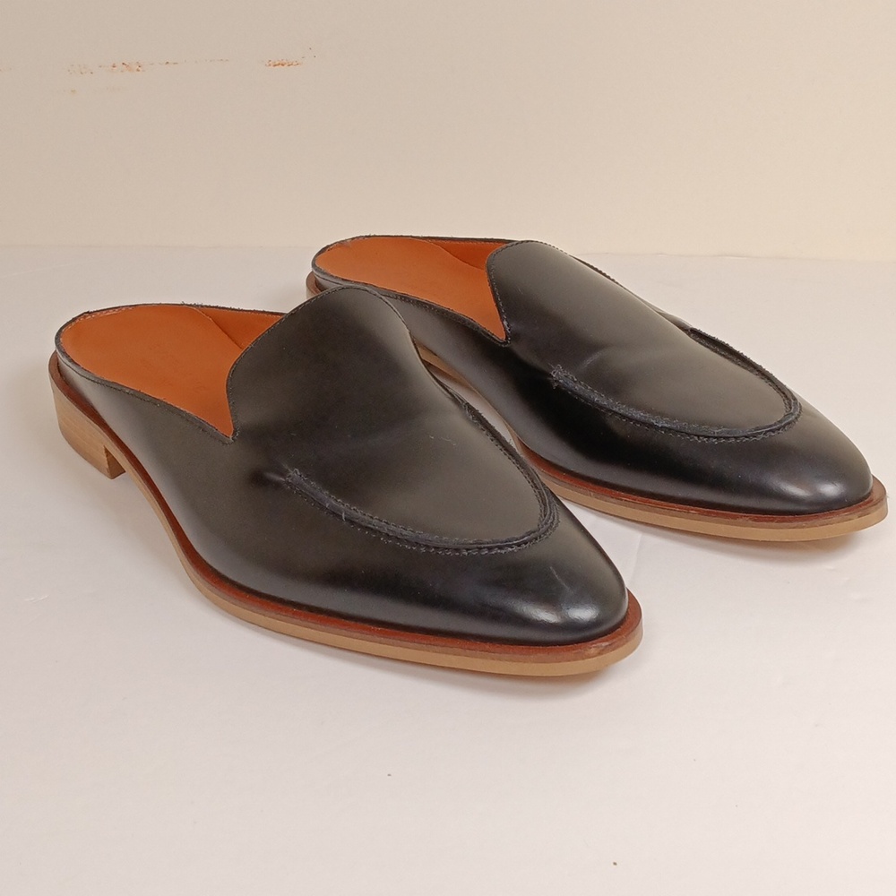 Everlane Black Leather Pointed Mules Size 9.5 Made In Italy